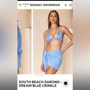 Monday Swimwear South Beach Sarong Dream Blue Crinkle